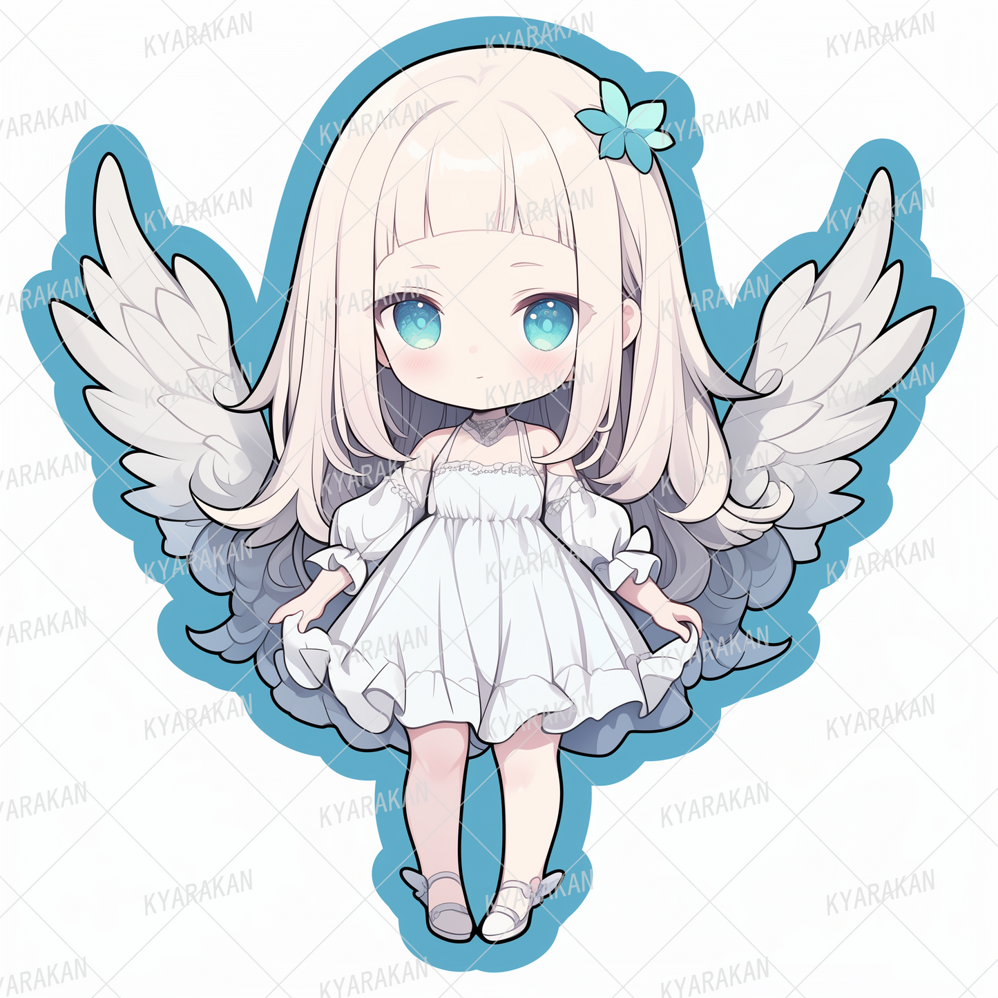 AA-1327: A blonde-haired angel with a bangs in a white dress