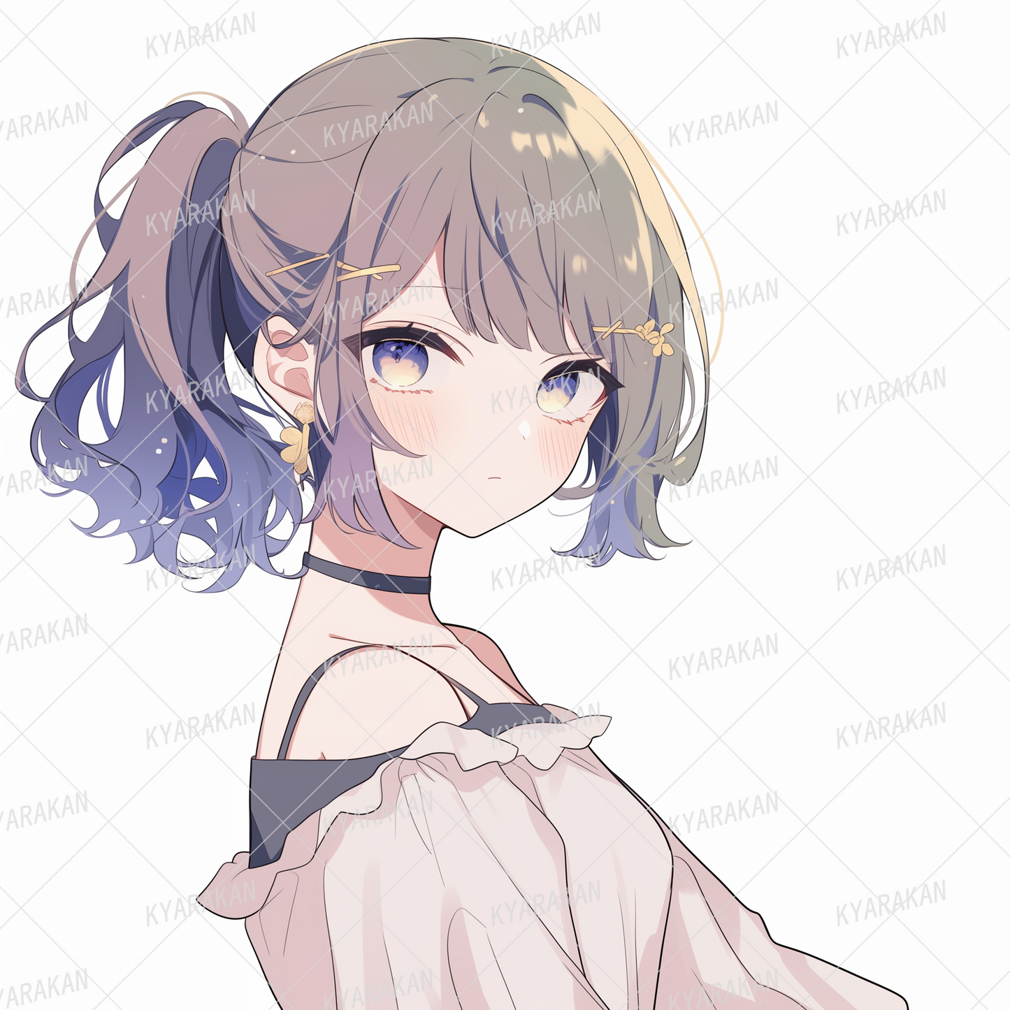 AA-1347: A woman with a ponytail and a black choker