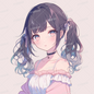 AA-1367: A pretty girl with twin tails and off-the-shoulder frills