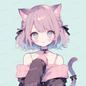 AA-1370: A girl with short hair and cat ears and a tail