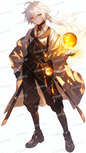 AA-1387: A white-haired boy wizard who controls a glowing magic sphere with one hand.