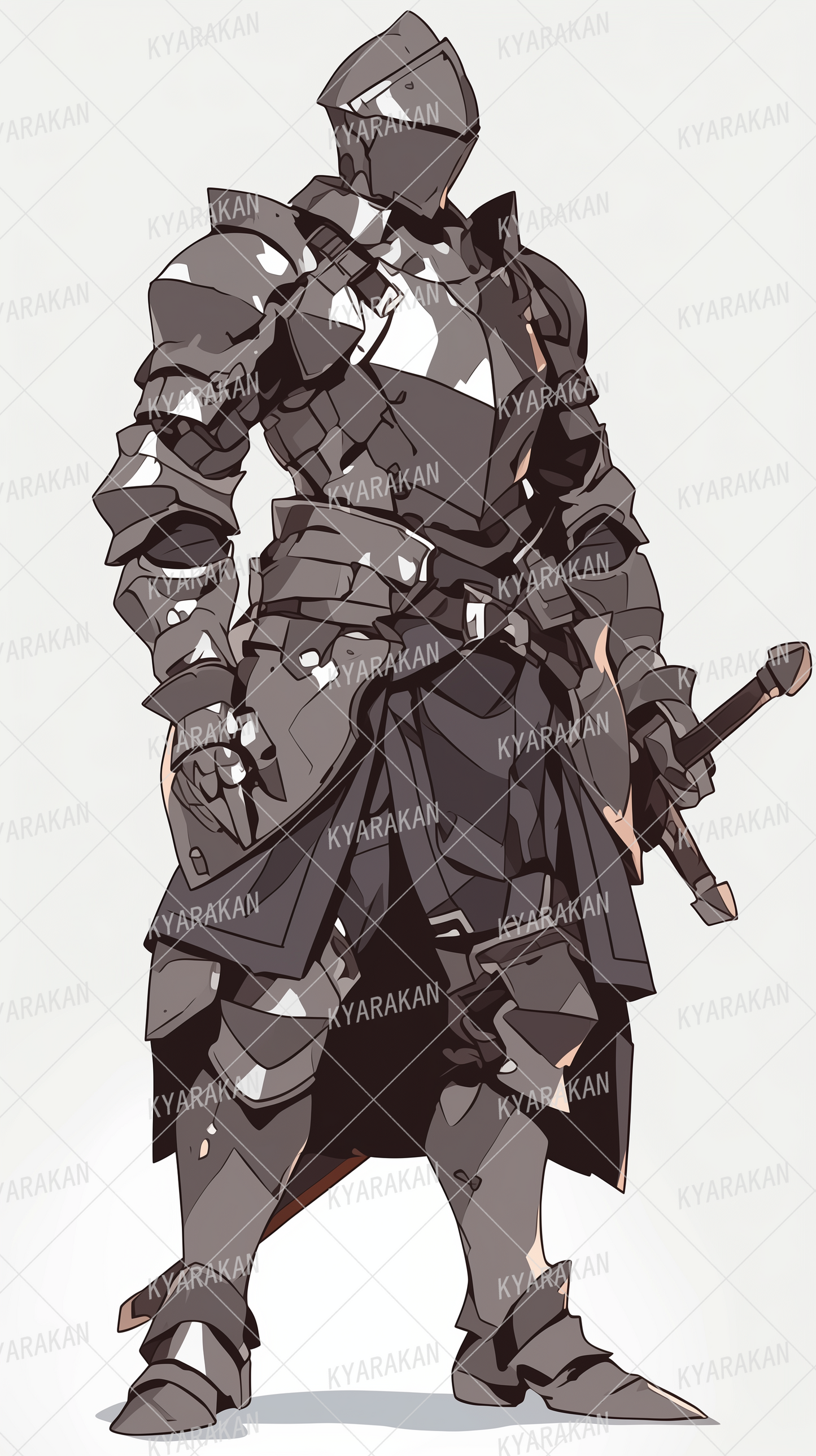 AA-1425: A knight in heavy steel armor with a simple design.