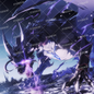 AA-1459: An intimidating black dragon with glowing purple eyes and lightning.