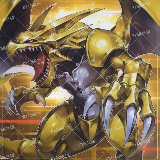 AA-1460: A golden dragon with sharp fangs bared, showing signs of ferocity