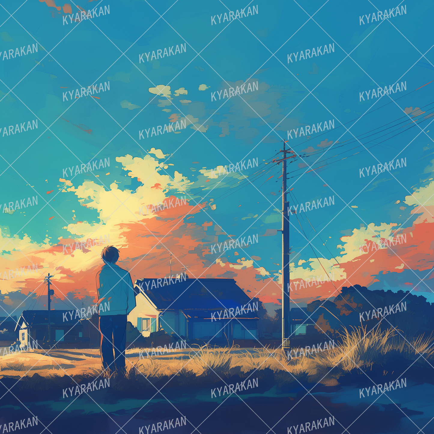 AA-1482: Nostalgic countryside sunset and man