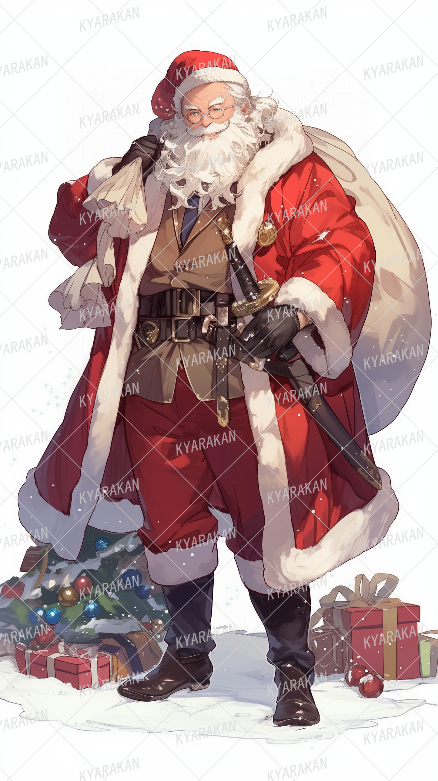 AA-1512: Santa Claus warrior with sword at his waist