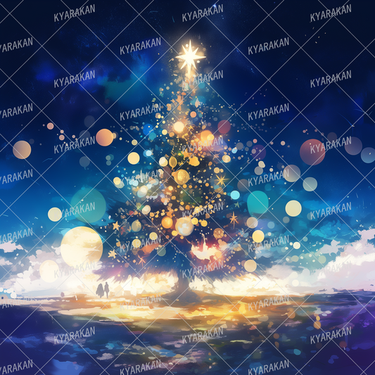 AA-1518: A winter Christmas tree that shines fantastically at night