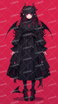 AA-1583: Vampire in Gothic Lolita dress with devil horns and wings