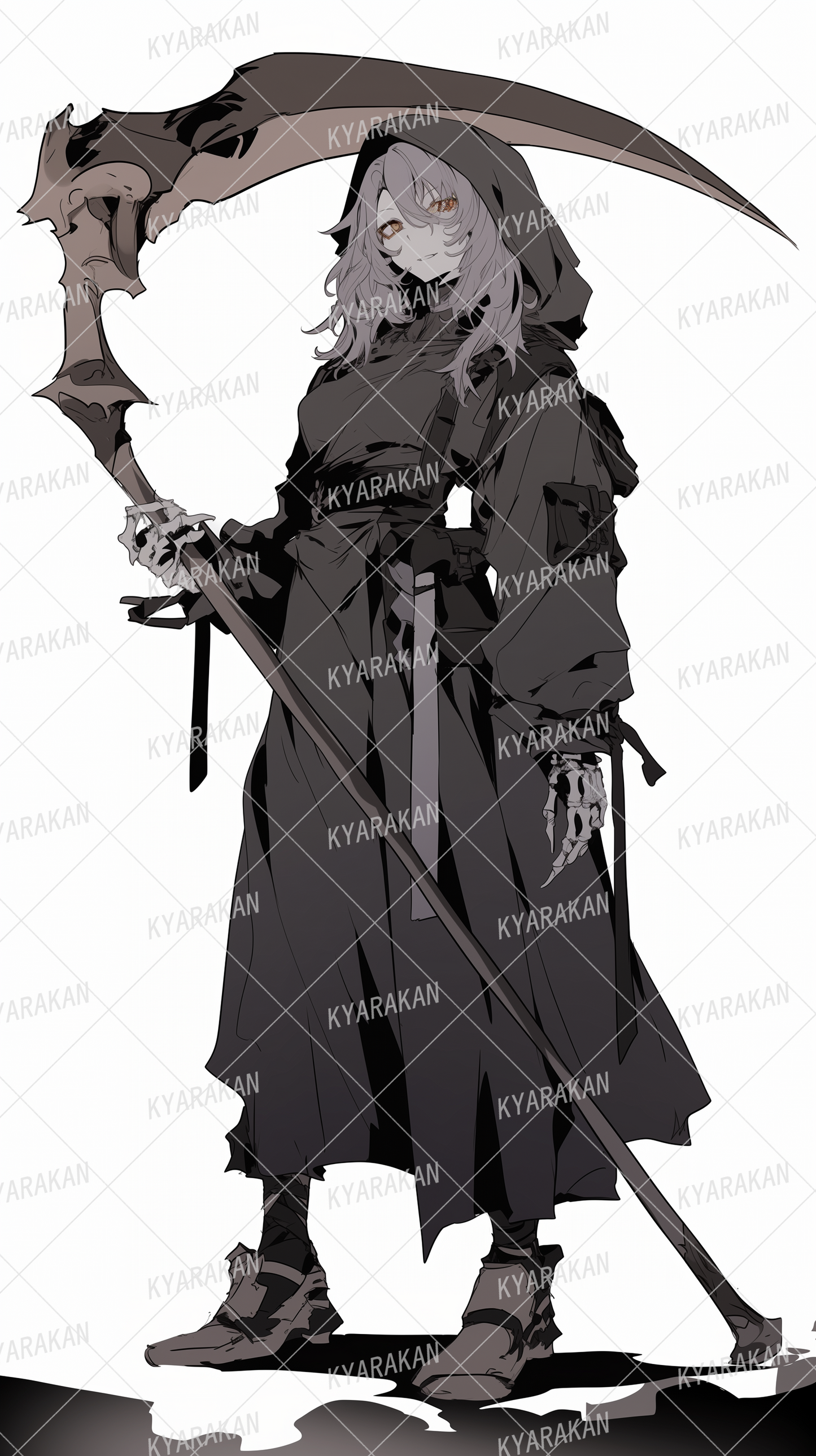 AA-1590: Grey-haired, yellow-eyed scythe-wielding reaper