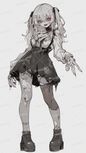 AA-1594: White-haired zombie girl with torn gothic style twin tails