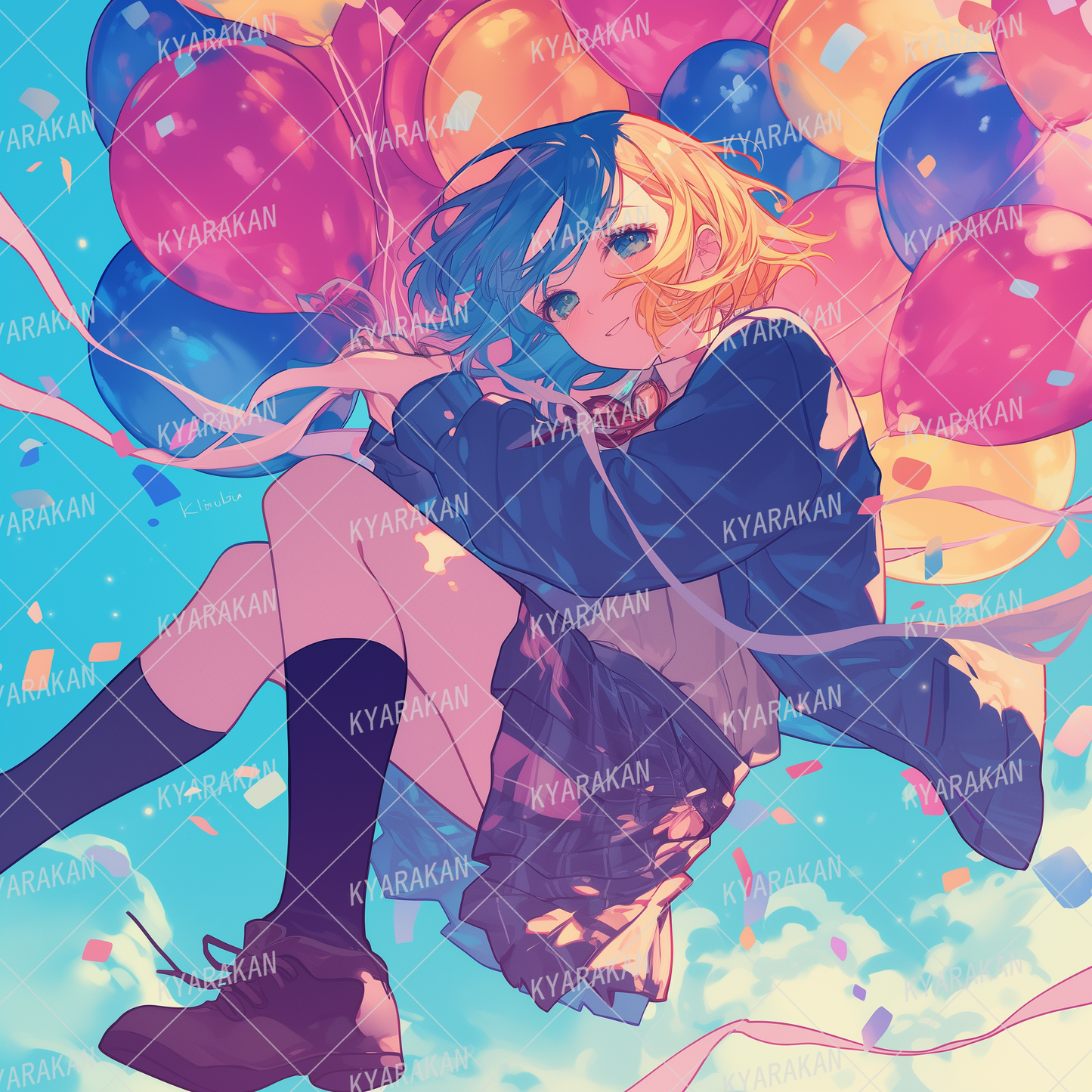 AA-1600: A special day for a girl with two-tone hair floating with a balloon