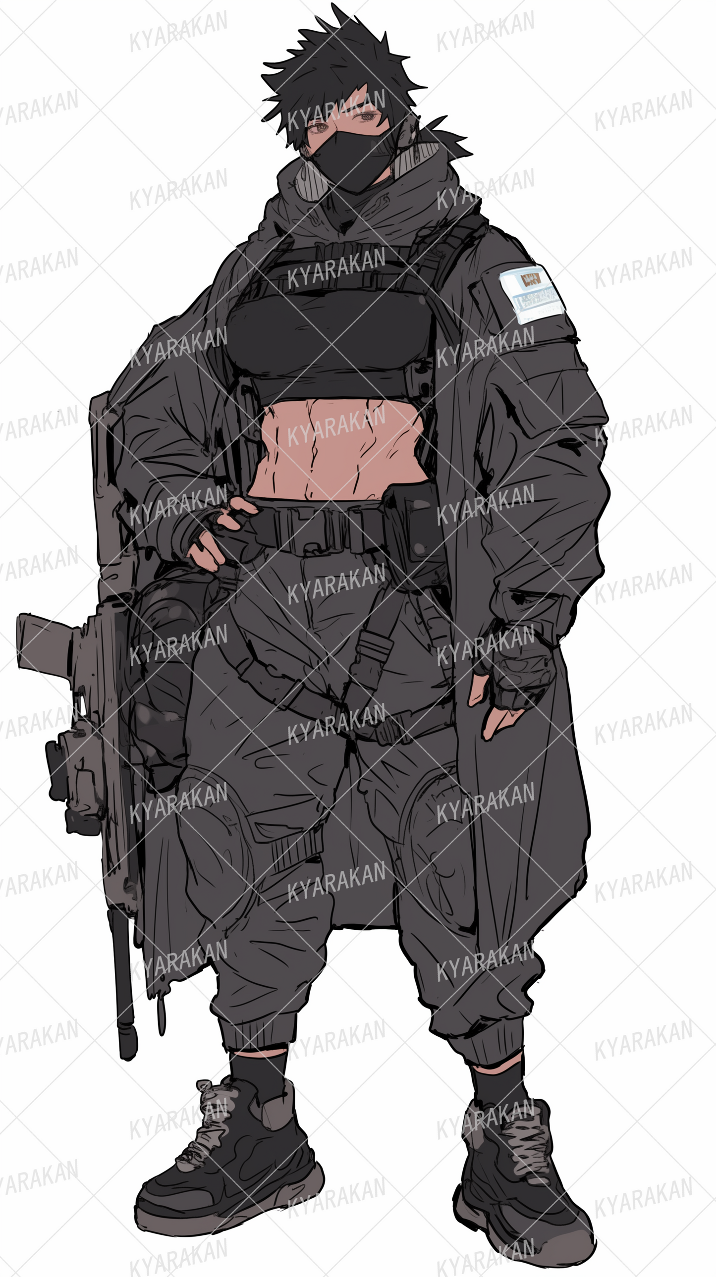 AA-1667: Apocalyptic-style armed woman in combat style