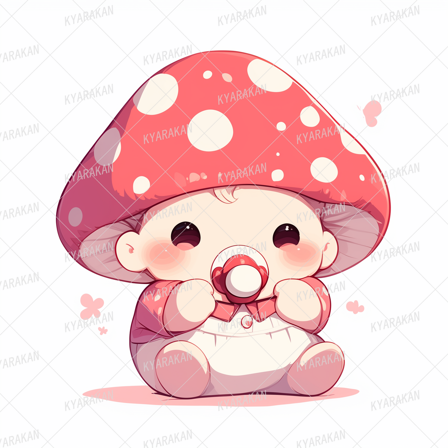 AC-0479: Cute baby wearing a fluffy mushroom hat