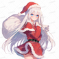 AC-0520: White-haired Santa girl carrying a big bag