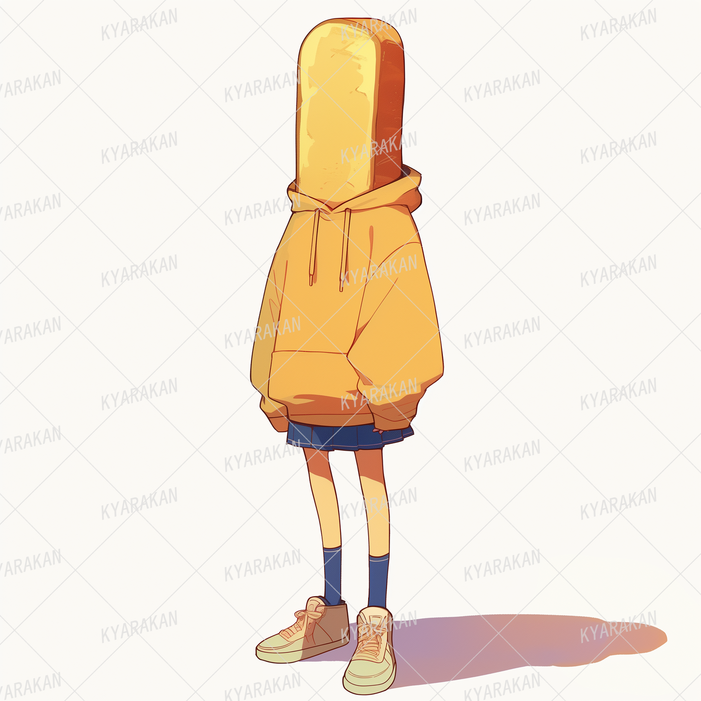 AC-0557: A character with a yellow hoodie and toast head