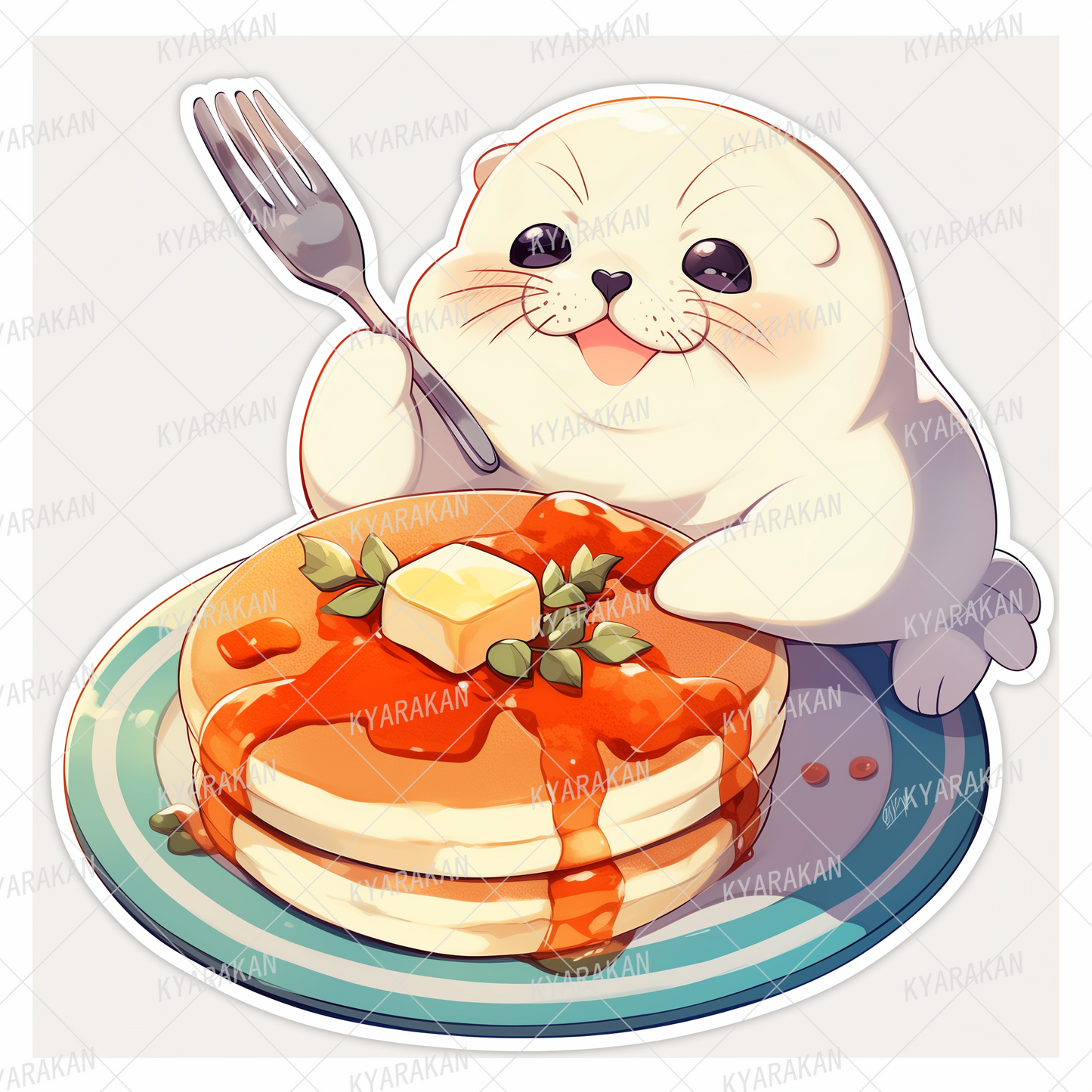 AC-0571: Pancakes with lots of syrup and a smiling seal