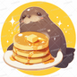 AC-0572: Seal holding a plate of pancakes with melting butter