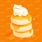 AC-0574: A white polar bear sitting on top of three tiers of pancakes.