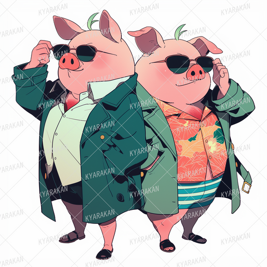 AC-0656: Two stylish pigs with sunglasses