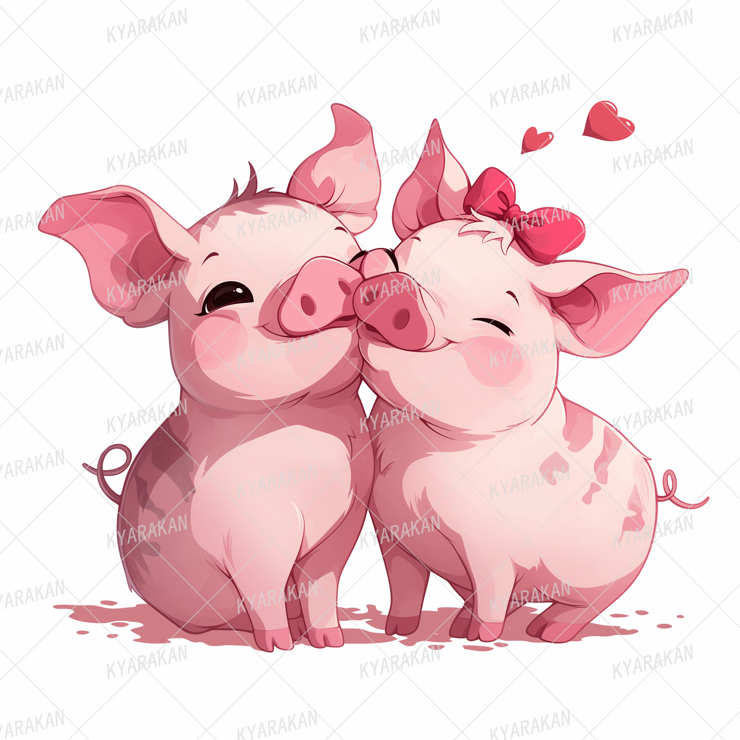 AC-0673: Two pink piglets cuddling and touching noses