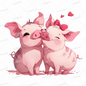 AC-0673: Two pink piglets cuddling and touching noses