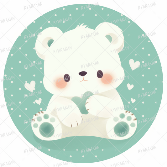 AC-0801: A warm and soothing little polar bear holding a heart