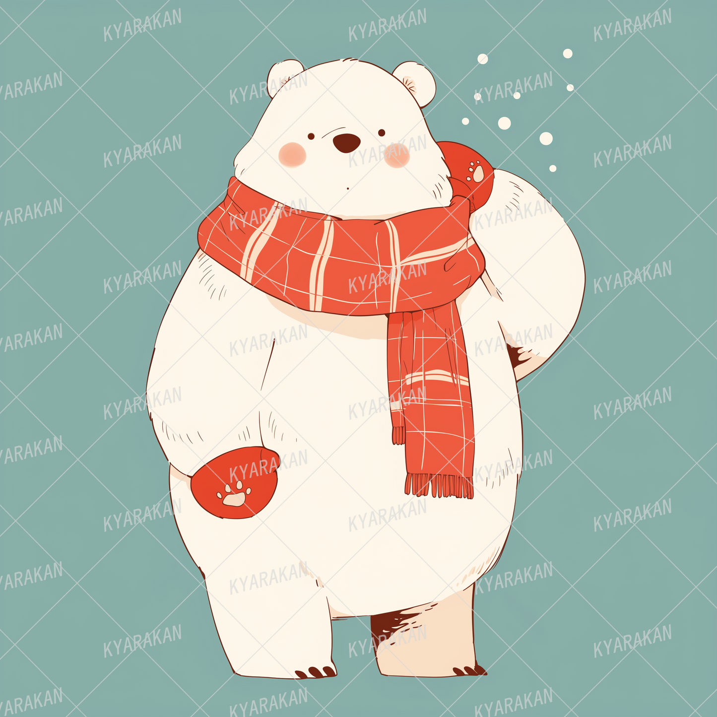 AC-0805: A soothing polar bear with a cute plaid muffler