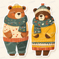 AC-0806: A pair of cute bears in winter clothes