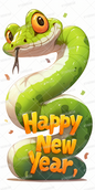 AC-0810: Pop and bright toon-style snake that looks great for New Year's cards