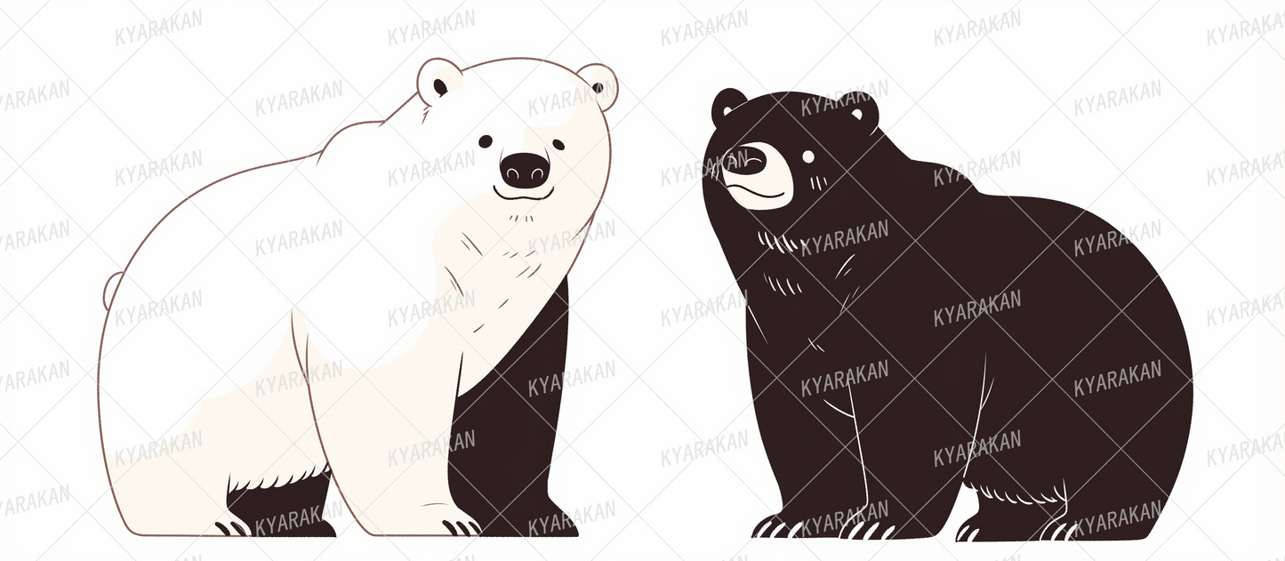 AC-0819: A cute pair of white and black bears standing side by side