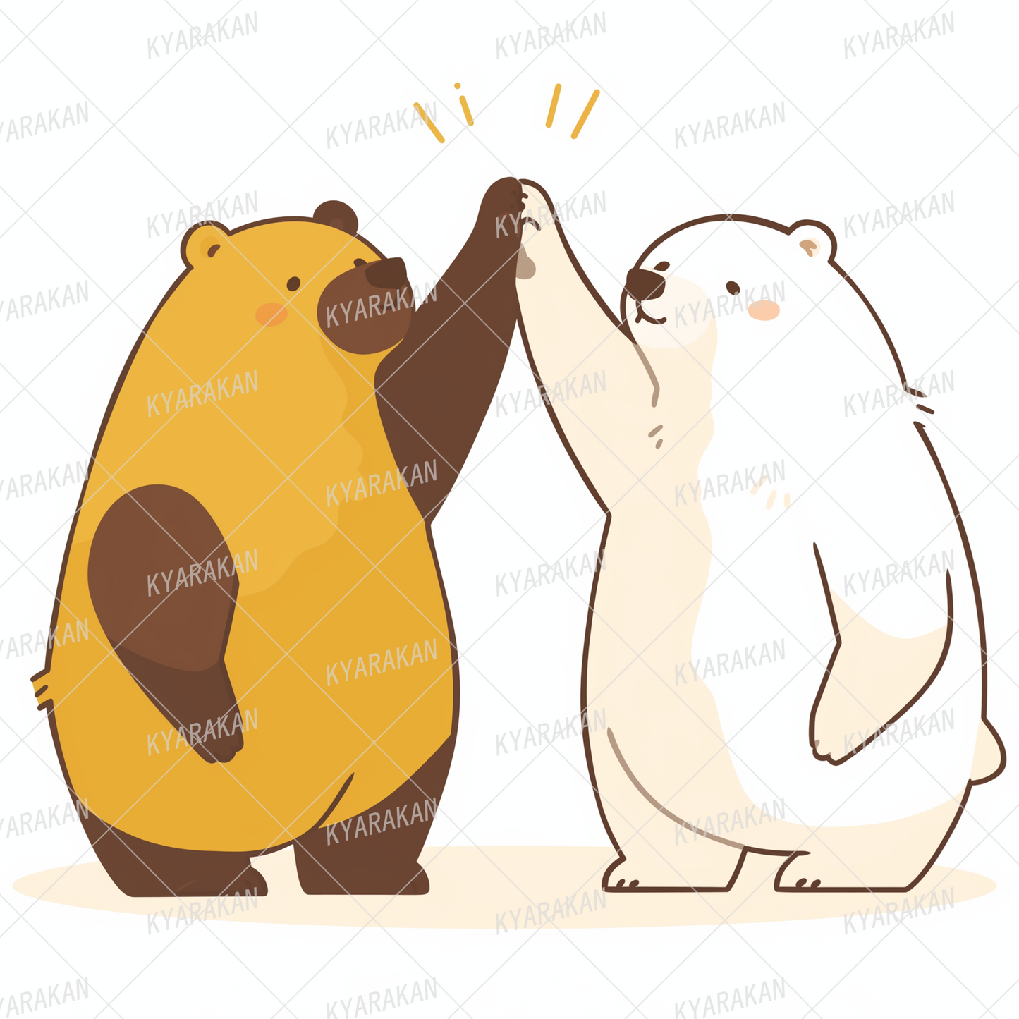 AC-0822: Brown bear and white bear high-fiving