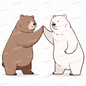 AC-0823: Brown bear and white bear facing each other and high-fiving