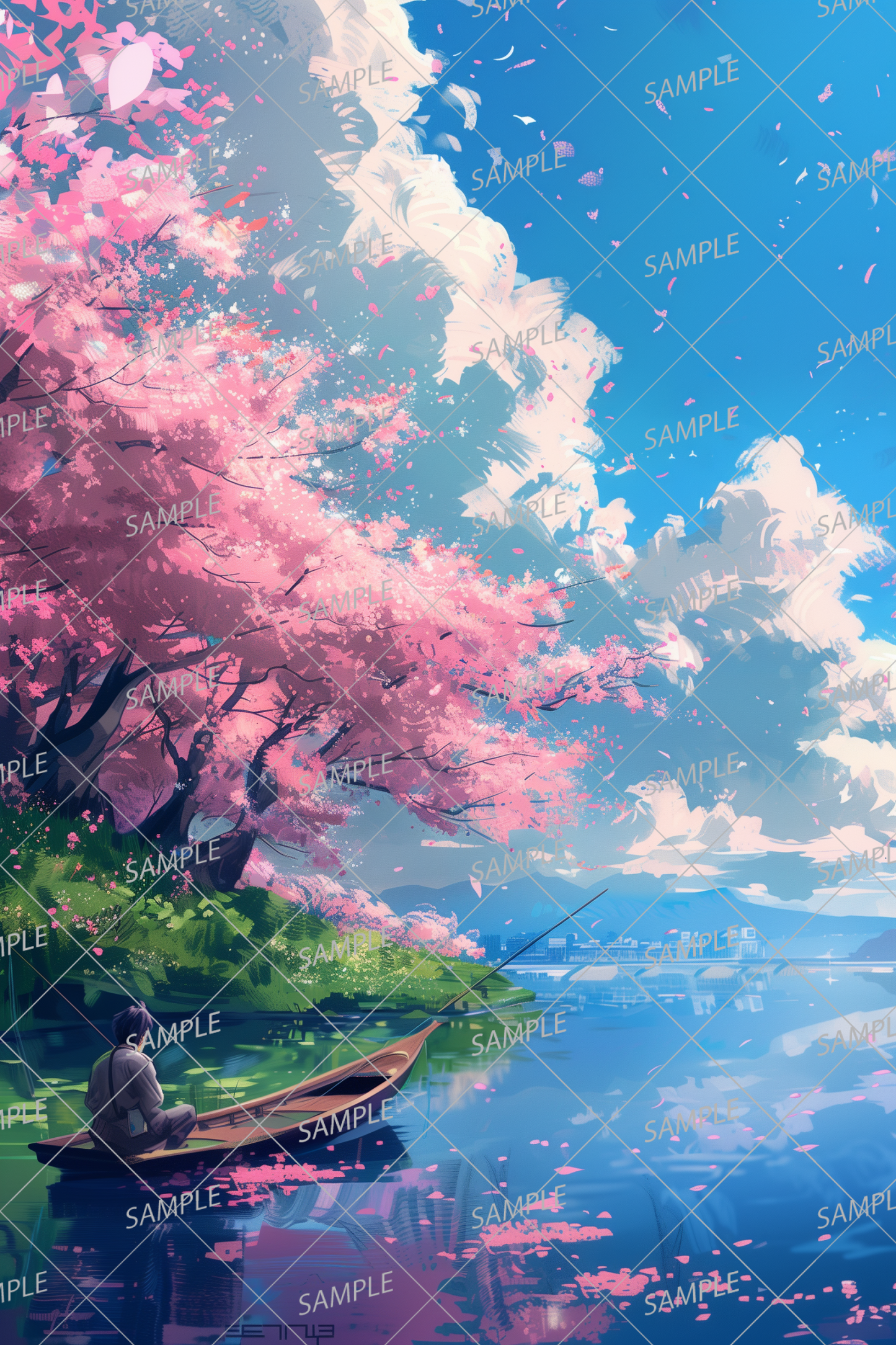 AC-0021Fishing under the cherry blossom trees