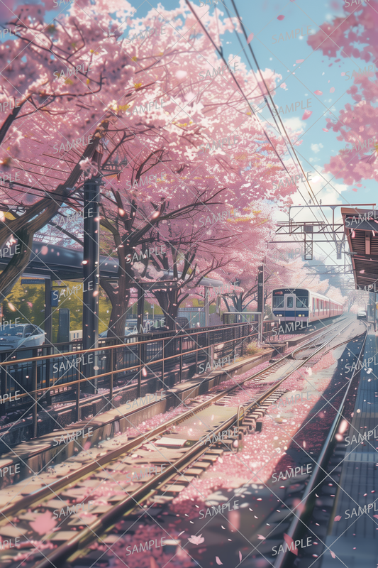 AC-0027 Sakura blossoms on the train platform