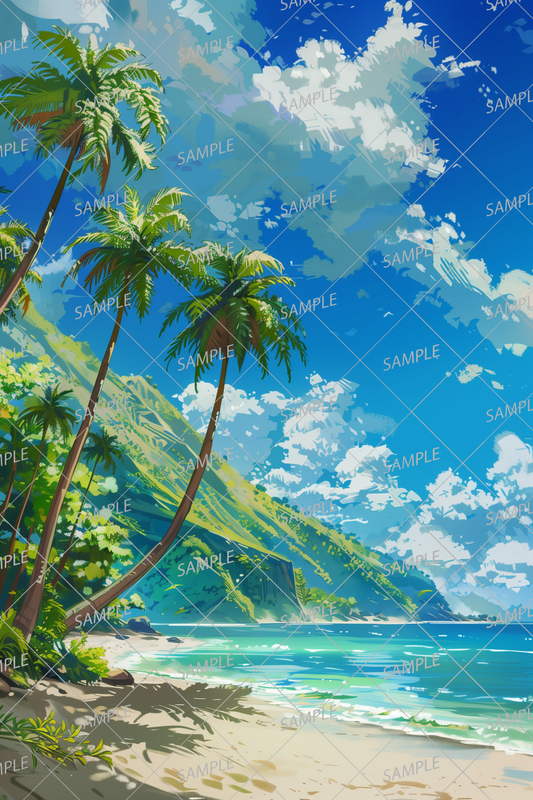 AC-0045 Palm trees and beautiful sea