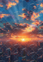 AC-0080 A tranquil and beautiful city sunset