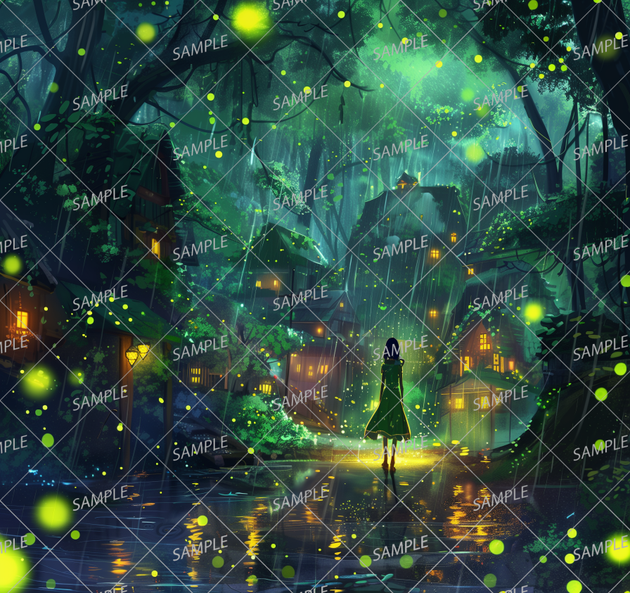 AC-0090A fantastic night surrounded by greenery and firefly lights