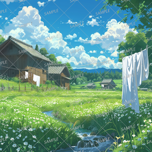 AC-0095 Small flowers and countryside scenery