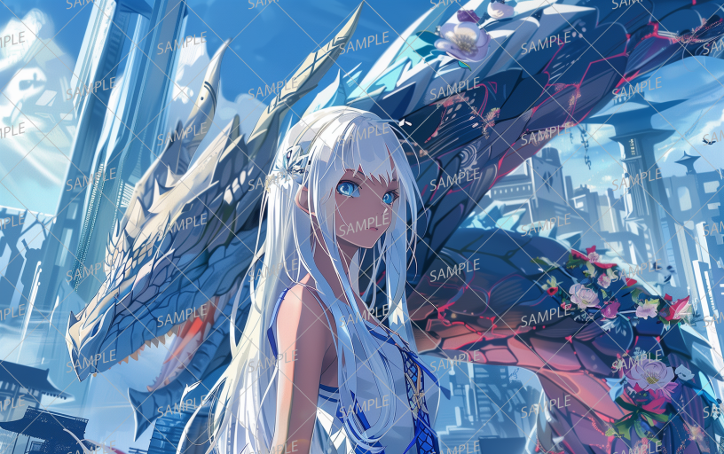 AC-0191 A white-haired girl and a dragon