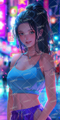 AC-0205 A sporty woman standing in a neon city