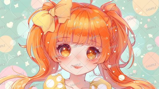 AC-0254 Smiling girl with orange twintails