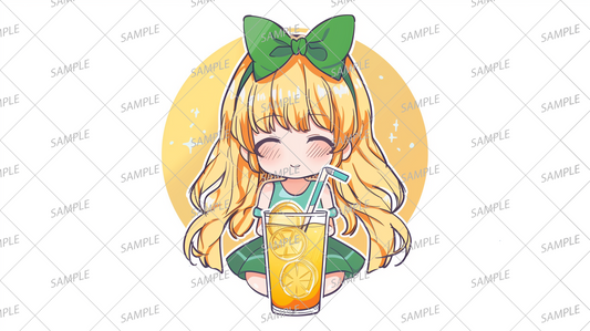 AC-0267 A girl smiling and trying to drink juice