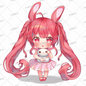 AC-0278 Pink and red-haired rabbit ears mini character girl