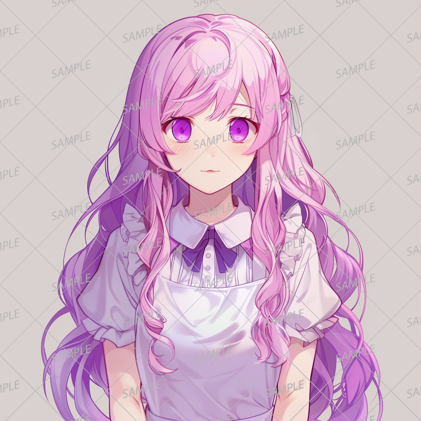 AC-0292 Light purple long hair maid