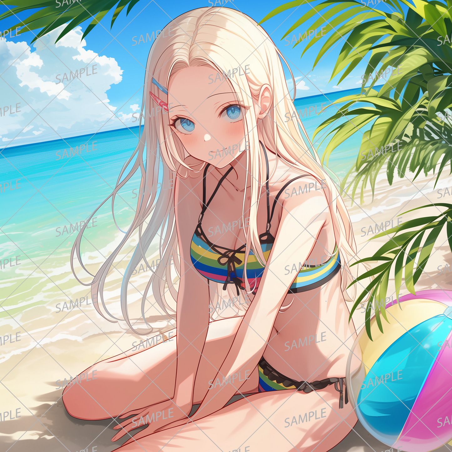 AC-0344 A white-haired girl in a beach setting